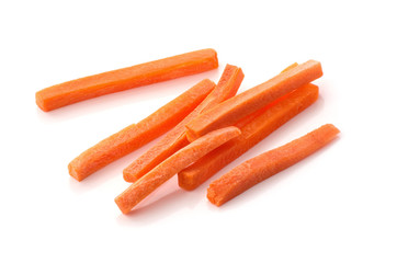 raw chopped carrot isolated on a white background