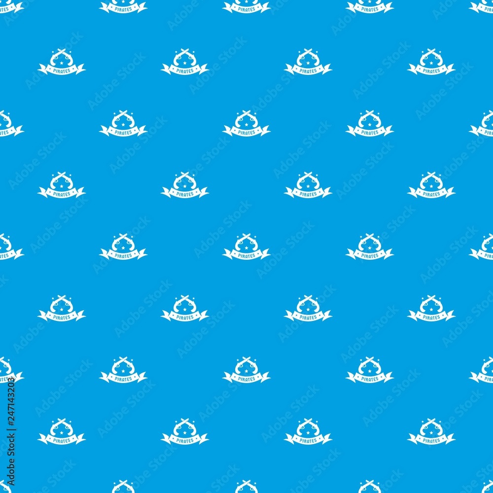 Poster pirate gun pattern vector seamless blue repeat for any use
