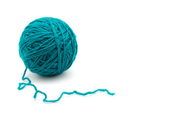 Ball of yarn on white background