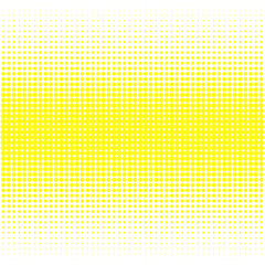  The background of yellow  dots of different sizes have different density on white for text and logo.