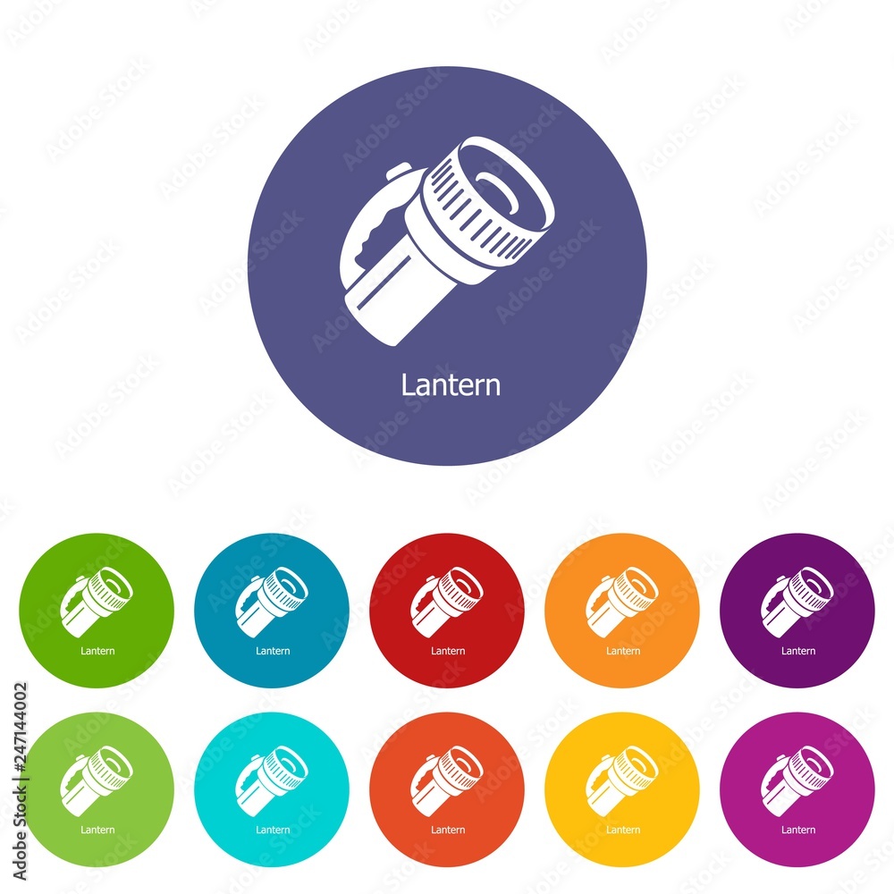 Poster lantern icons color set vector for any web design on white background