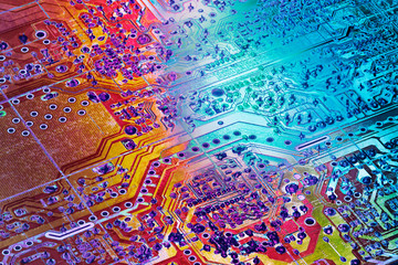 Circuit Board Multicolored Background