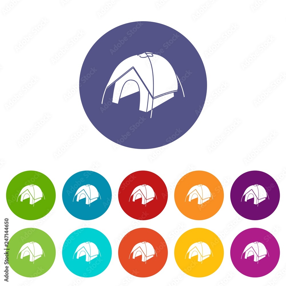 Poster tent icons color set vector for any web design on white background