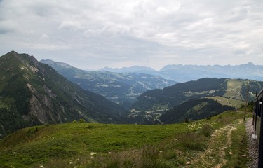 Fototapeta na wymiar Amazing landscape in pearl of the Alps - Chamonix, near mount Montblanch