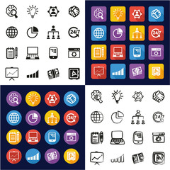 Business Enterprise Icons All in One Icons Black & White Color Flat Design Freehand Set