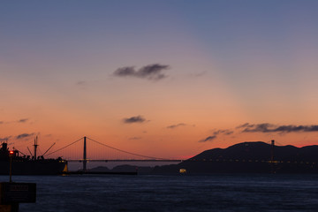 Fototapeta na wymiar Sunset view of Golden Gate Bridge, San Francisco, California, USA