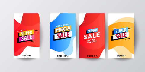 Modern fluid mobile sale banners template set for online shopping.