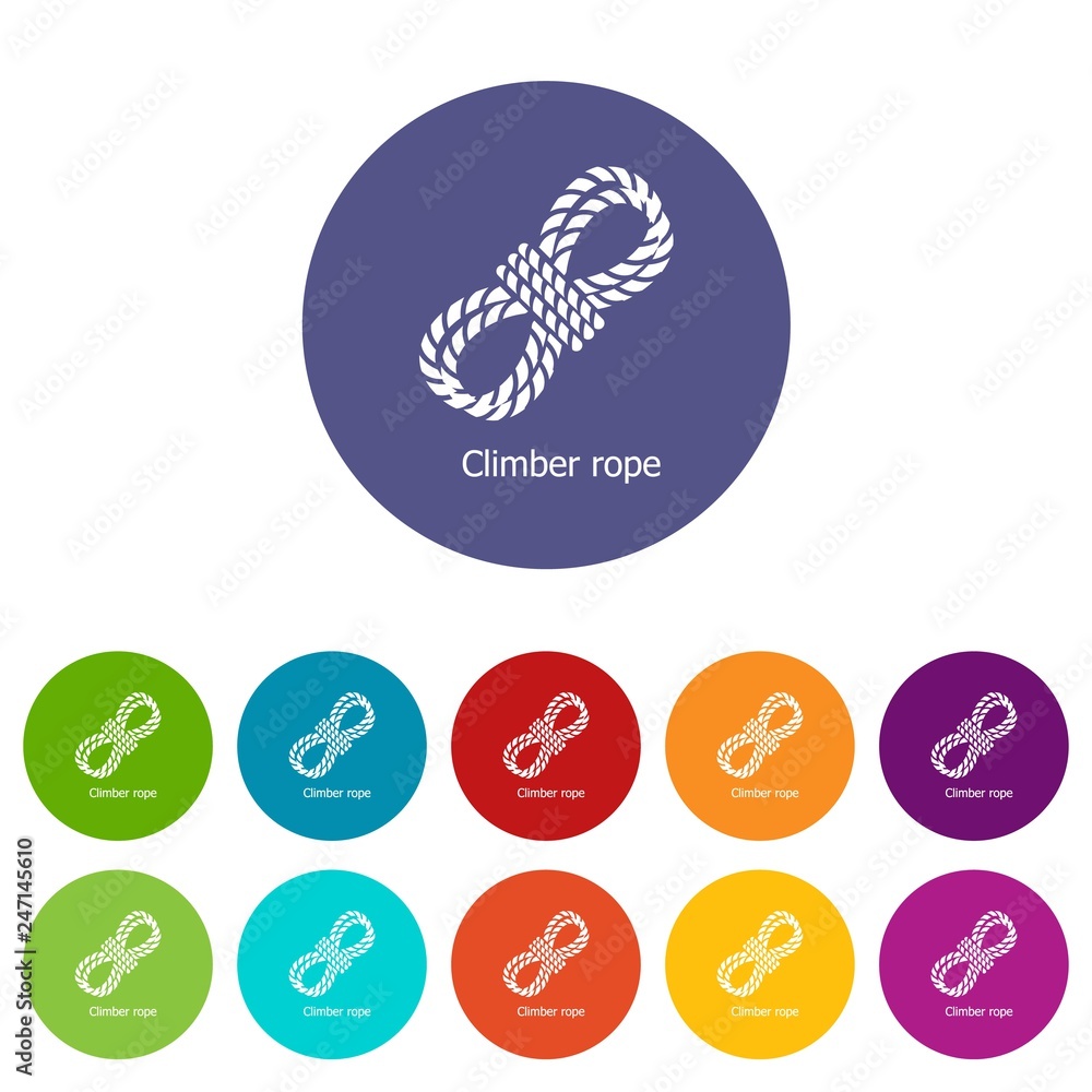 Poster climber rope icons color set vector for any web design on white background