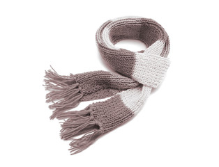 Knitted scarf on a white background.