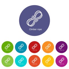 Climber rope icons color set vector for any web design on white background