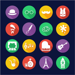 Bohemian Lifestyle Icons Flat Design Circle