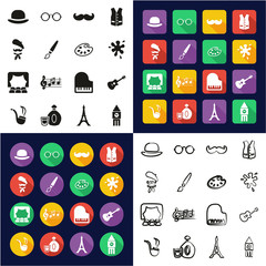 Bohemian Lifestyle Icons All in One Icons Black & White Color Flat Design Freehand Set