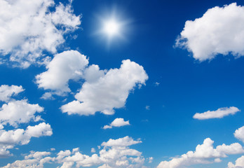 Fototapeta premium Sun in bright blue sky.