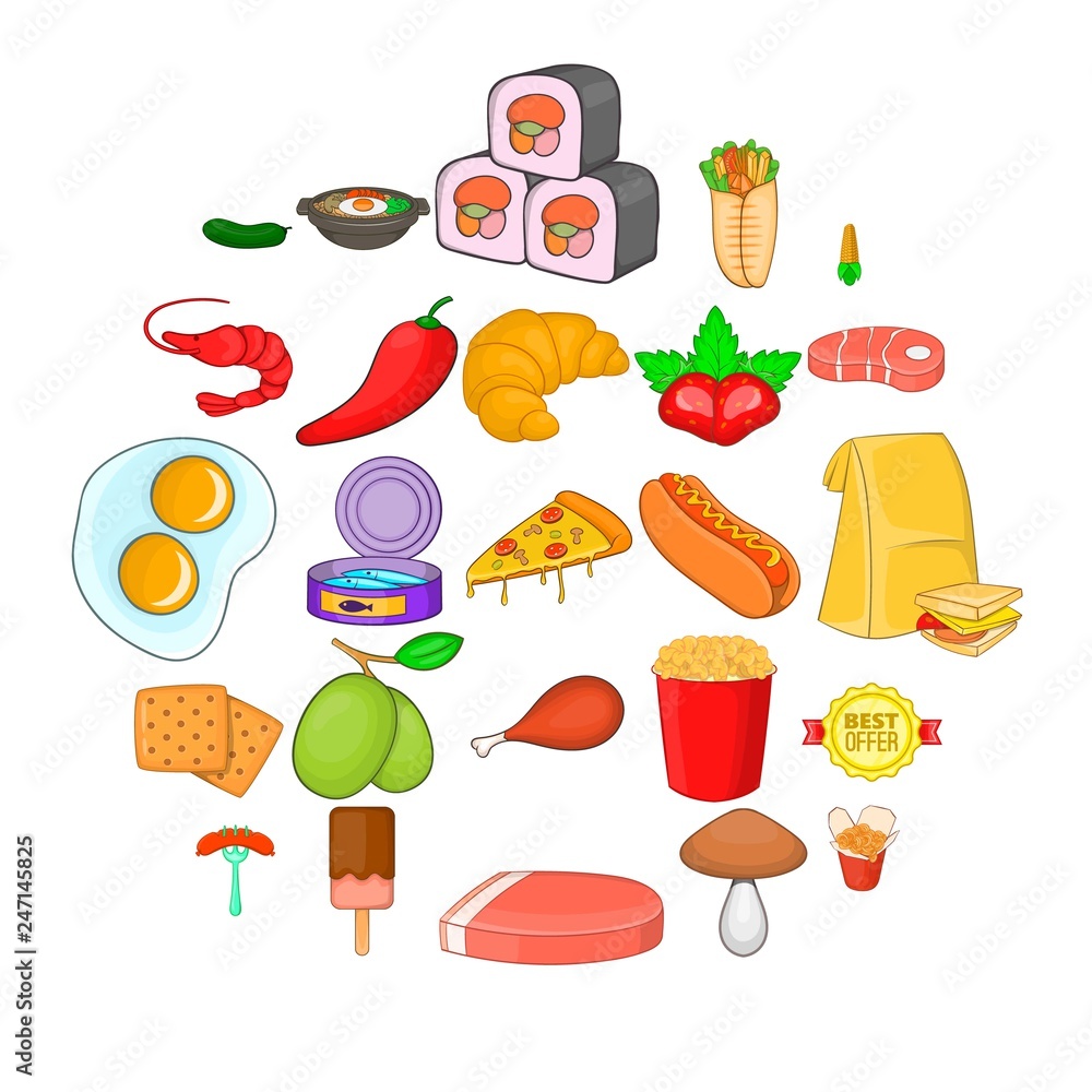 Aufkleber partake icons set. cartoon set of 25 partake vector icons for web isolated on white background
