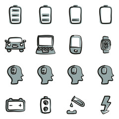Battery or Power Icons Freehand 2 Color