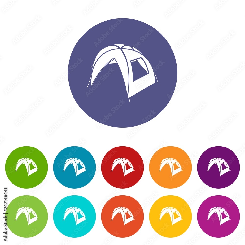 Poster new tent icons color set vector for any web design on white background