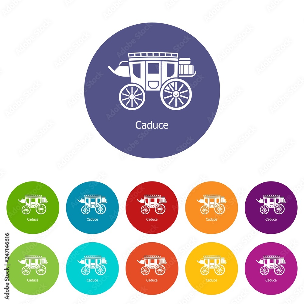 Poster carriage icons color set vector for any web design on white background