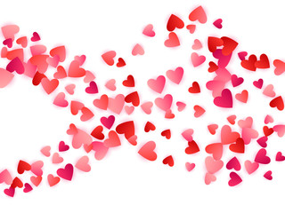 Red flying hearts bright love passion vector background.
