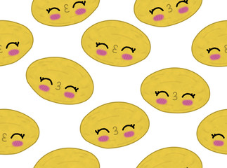 Kawaii fruits seamless pattern melon 4