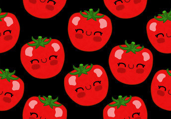 Kawaii vegetables seamless pattern tomato