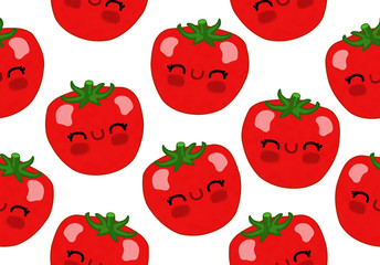 Kawaii vegetables seamless pattern tomato 4