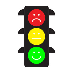 Traffic light with red, yellow and green smileys