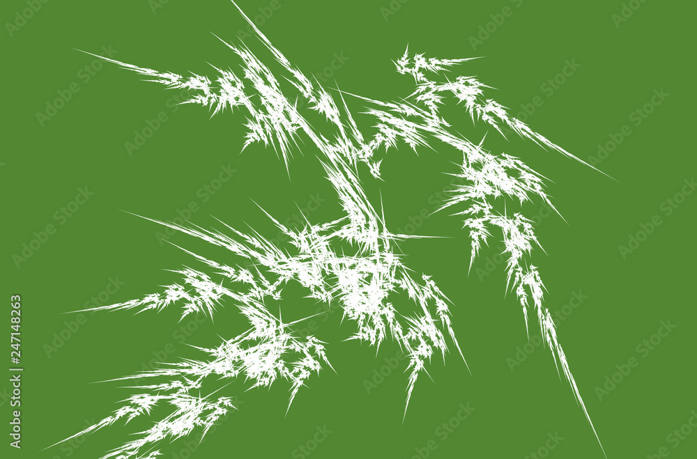 Poster white fractal pattern on green background. fantasy fractal texture. digital art. 3d rendering. compu