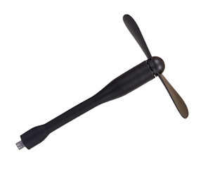 Black plastic USB fan for mobile devices or power bank.