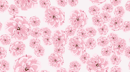Watercolor Roses, Floral Seamless Pattern.