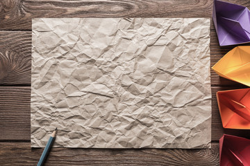 Concept of inspiration and creativity with paper ships. Place your text