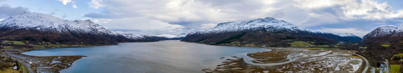 Fototapeta na wymiar Drone view on Altafjord in Norway