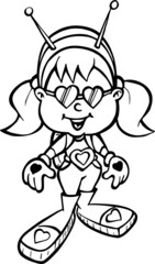 Kosmiczna dziewczynka rysunek wektorowy © dezmi