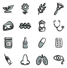Allergy or Hypersensitivity Icons Freehand 2 Color