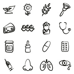 Allergy or Hypersensitivity Icons Freehand 