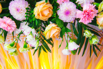 beautiful flower background. wedding decor. flower arrangement of roses