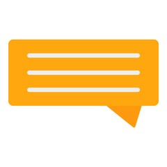 Orange chat bubble icon. Flat illustration of orange chat bubble vector icon for web design