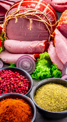 Composition with assorted meat products