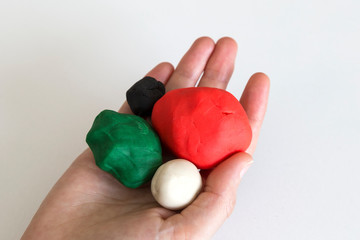 step by step making water melon with play dough for children's activity. school,nursery or kindergarten lesson plasticine concept.