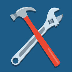 hammer  and adjustable wrench vector symbol illustration