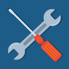 screwdriver and Open end wrench vector symbol illustration