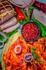 Composition with assorted meat products