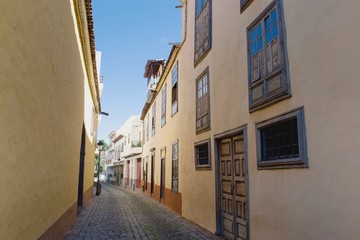 City street - Beautiful colorful typical spanish colonial architecture, Tenerife, Canary Islands