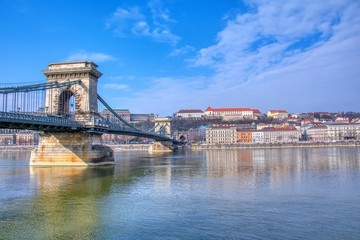 Fototapeta na wymiar Szechenyi Chain bridge over Danube river, Budapest, Hungary.