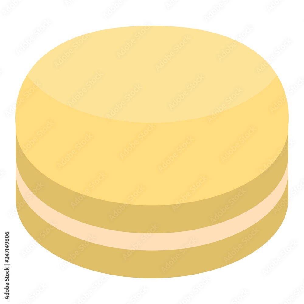 Poster yellow macaroon icon. isometric of yellow macaroon vector icon for web design isolated on white back