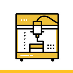 Linear icon 3d printer. 3D Printing, modeling. Suitable for presentation, mobile apps, website, interfaces and print