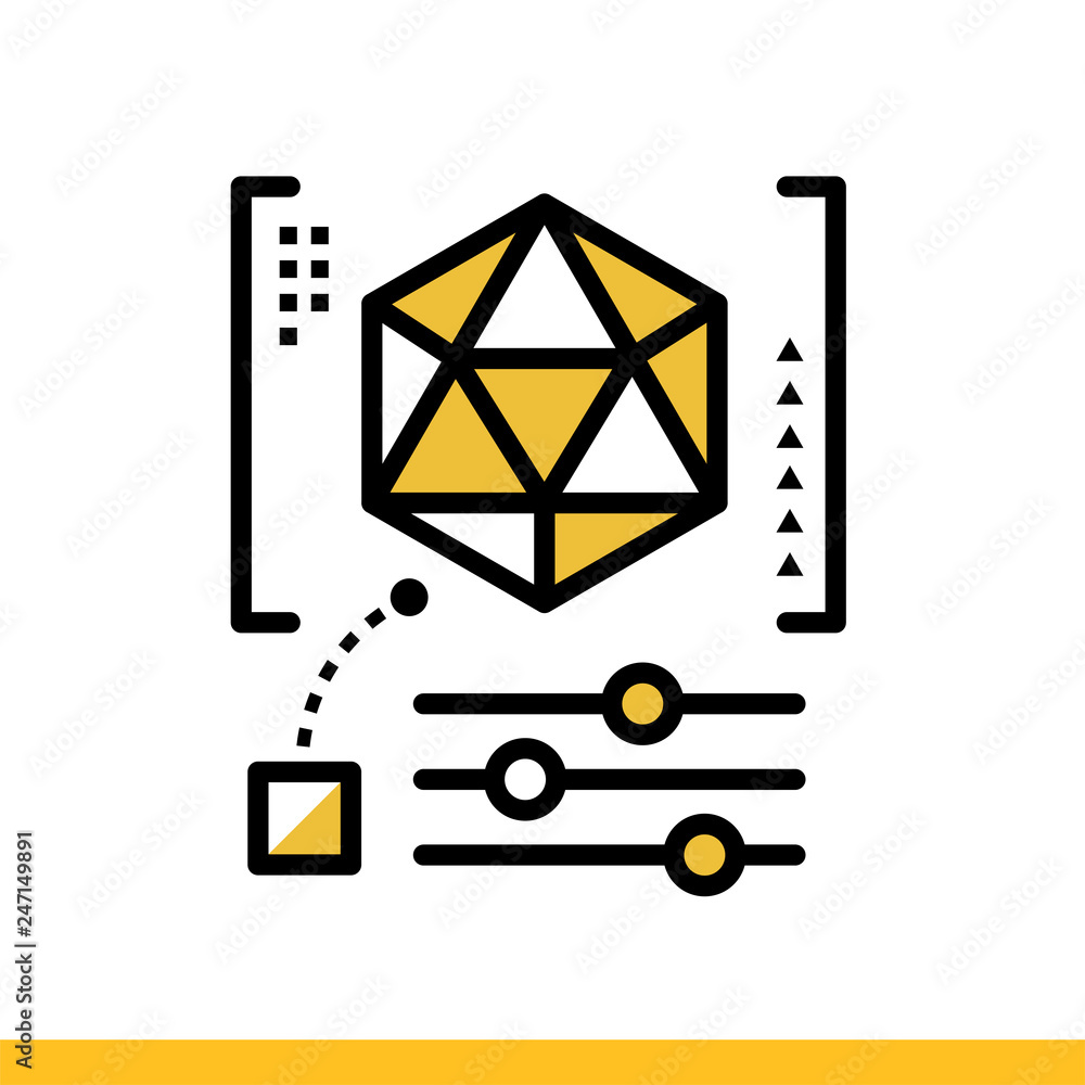 Poster linear icon object settings. 3d printing, modeling. suitable for banners, mobile application, websit