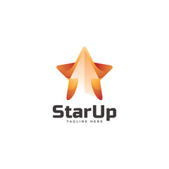 Gradient color style, Orange Star and Upward Arrow Logo Icon