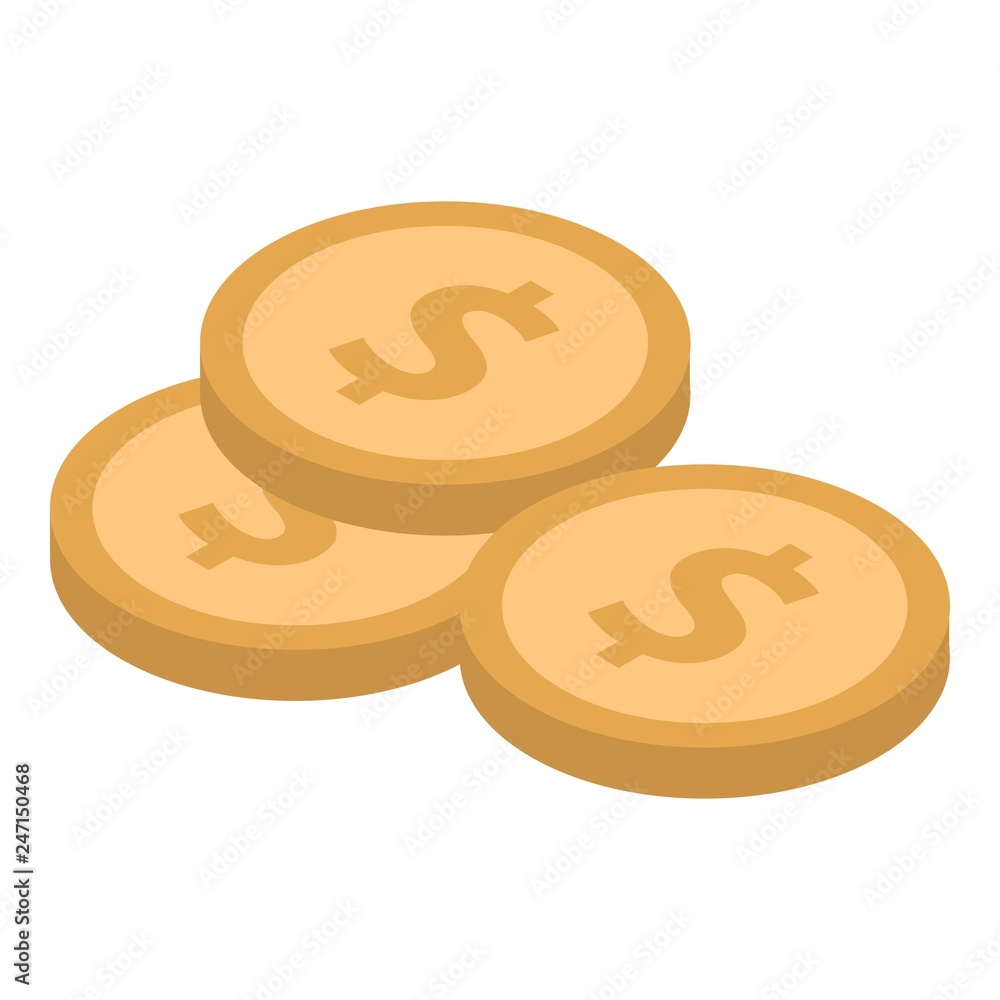 Poster stack of coins icon. isometric of stack of coins vector icon for web design isolated on white backgr