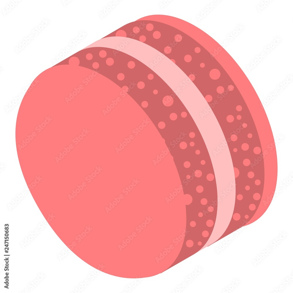 Poster red cream macaroon icon. isometric of red cream macaroon vector icon for web design isolated on whit