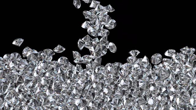 Diamonds are filling the screen UHD 3D animation with alpha matte